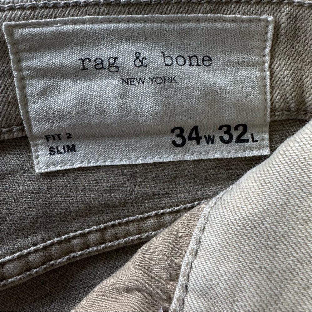 RAG & BONE Men's Fit 2 Slim MidRise Button Fly Denim Jeans in Vernon Tan 34 X 32 - Picture 6 of 7